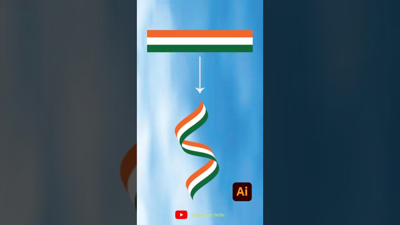 Create Twisted 3D Ribbon Indian Flag  in Adobe Illustrator. #republicday  #shorts #happyrepublicday