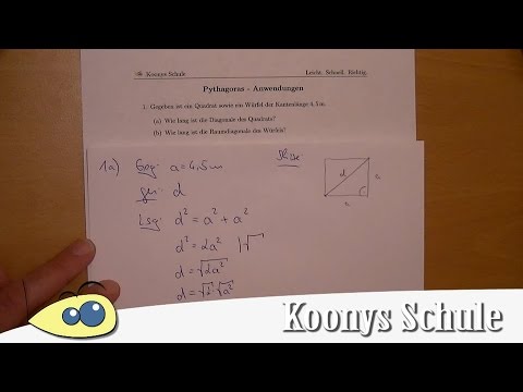 Wie lang ist die Diagonale? Quadrat und Würfel, Aufgabe vorgerechnet | 1/6 Blatt 0040