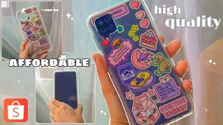 shopee haul 🧡 | samsung galaxy A12 cute aesthetic phone case & tempered glass 🌈🧸 | aesthetic ☁️🍒