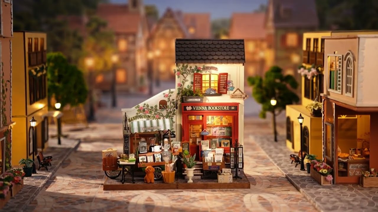 RoboTime 3D dřevěná skládačka Miniatura domečku Vídeňské knihkupectví