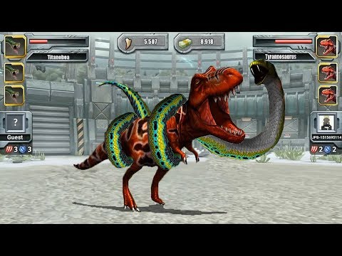 TYRANNOSAURUS REX VS TITANOBOA - GLACIER TOURNAMENT || JURASSIC PARK BUILDER | ANDROID GAMEPLAY