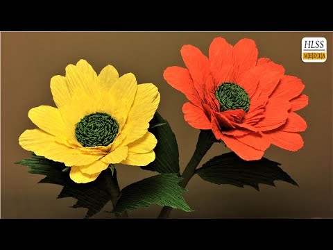 How to make daisy paper flower| DIY daisy crepe paper flower making tutorials| paper crafts