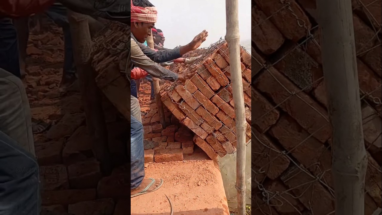 Why are they throwing bricks into the water? #shorts