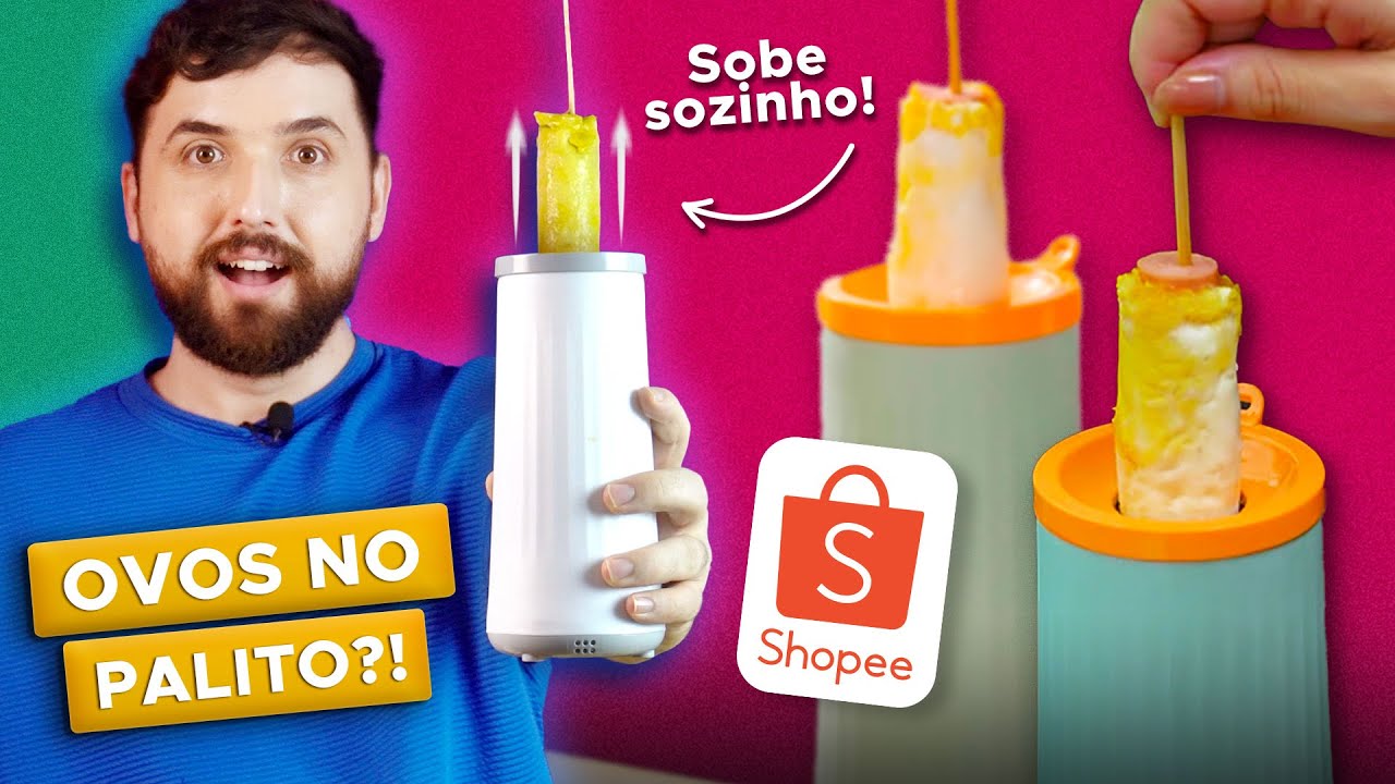 😱 COMPRAS DA SHOPEE PARA COZINHA | Testei Máquina de Ovo Cozido no Palito | Egg Roll Maker Machine