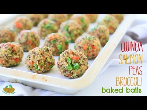 Quinoa Salmon Peas Broccoli Baked Balls +9M