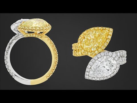 Fancy Vivid Yellow And White Diamond Bypass Ring, 4.53 ct | M.S. Rau