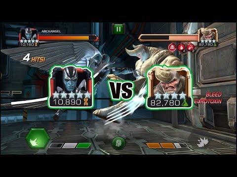 5 STAR RANK 4 ARCHANGEL VS REALM OF LEGENDS UNBLOCKABLE RHINO! (Marvel Contest Of Champions)