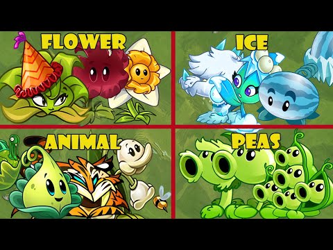 Random Plants 4 Team Flower-PEA-ANIMAL-ICE Battles - PvZ 2 Team Plants vs Team Plants