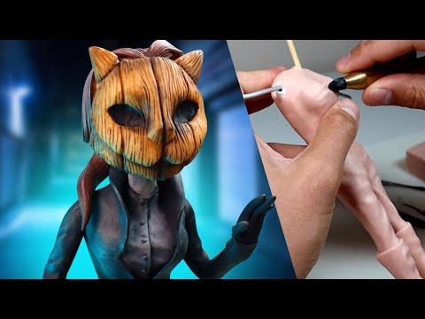 Making Up MY OWN Hero Character ➤ Meet 'Whisper' the CAT Guide - Polymer Clay Tutorial Timelapse