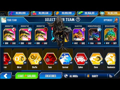 ALL MODs 999+ INDORAPTOR IS NUMBER ONE - JURASSIC WORLD THE GAME