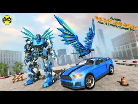 Flying Falcon Robot Car Transforming Game  - Android Gameplay FullHD