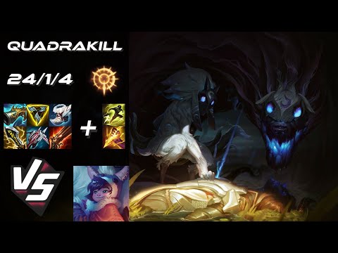 JUNGLE Kindred vs Nunu & Willump [QUADRAKILL] - EU Grandmaster Patch 25.22