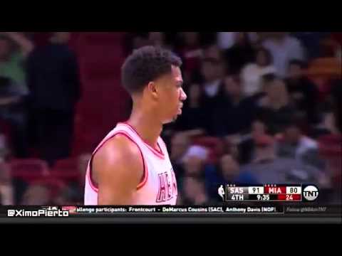 Hassan Whiteside Elbows Boban Marjanovic, Gets Ejected | Spurs vs Heat | February 9, 2016 | NBA