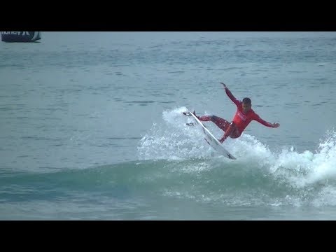 Filipe Toledo, Julian Wilson, and Bede surf Trestles