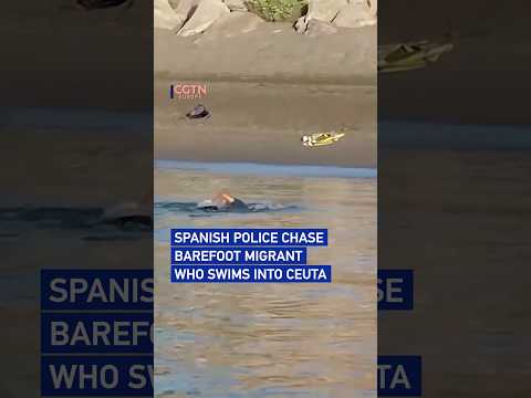 Spanish police chase barefoot migrant who swims into Ceuta
