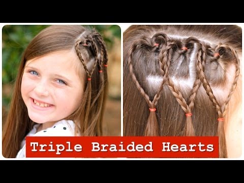 Triple Braided Hearts | Valentines Day Hairstyles