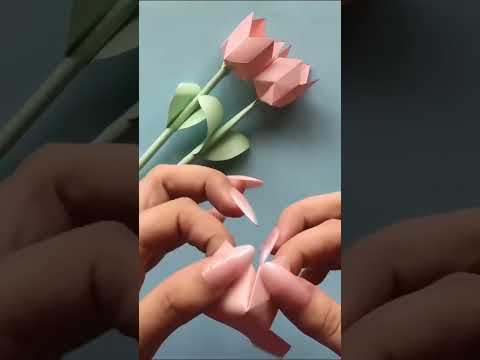 Tulip origami tutorial | #flowers #roseflower #craftideas #papercraft #flowermaking #viral #diy