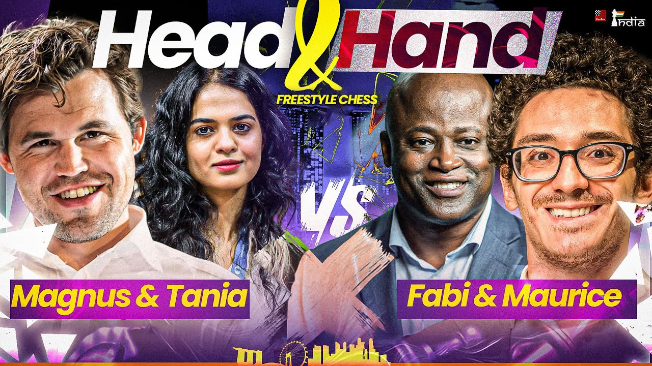 Magnus Carlsen + Tania Sachdev vs Fabiano Caruana + Maurice Ashley | Head and Hand Freestyle Chess