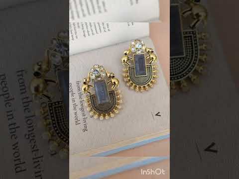 German Silver Premium Quality Silver,Golden or Black Plated Stone Work Designer Earring