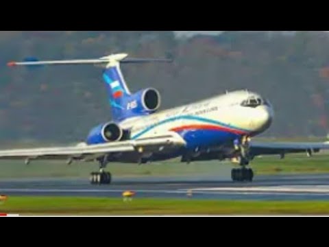 TUPOLEV TU 154 LANDING with OPEN REVERSERS before TOUCHDOWN   TU154 DEPARTURE 4K