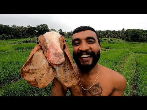 එළු ඔළුවක් ඉව්ව මචං | Goat head Cooking and eating | sri lanka | Veddaa