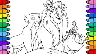 Coloring The Lion King all Characters Coloring Page | Mufasa, Nala, Simba, Timon & Pumba