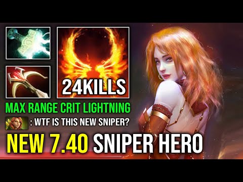 NEW 7.40 SNIPER HERO Max Attack Range 100% Machine Gun Unlimited Lightning Lina Dota 2