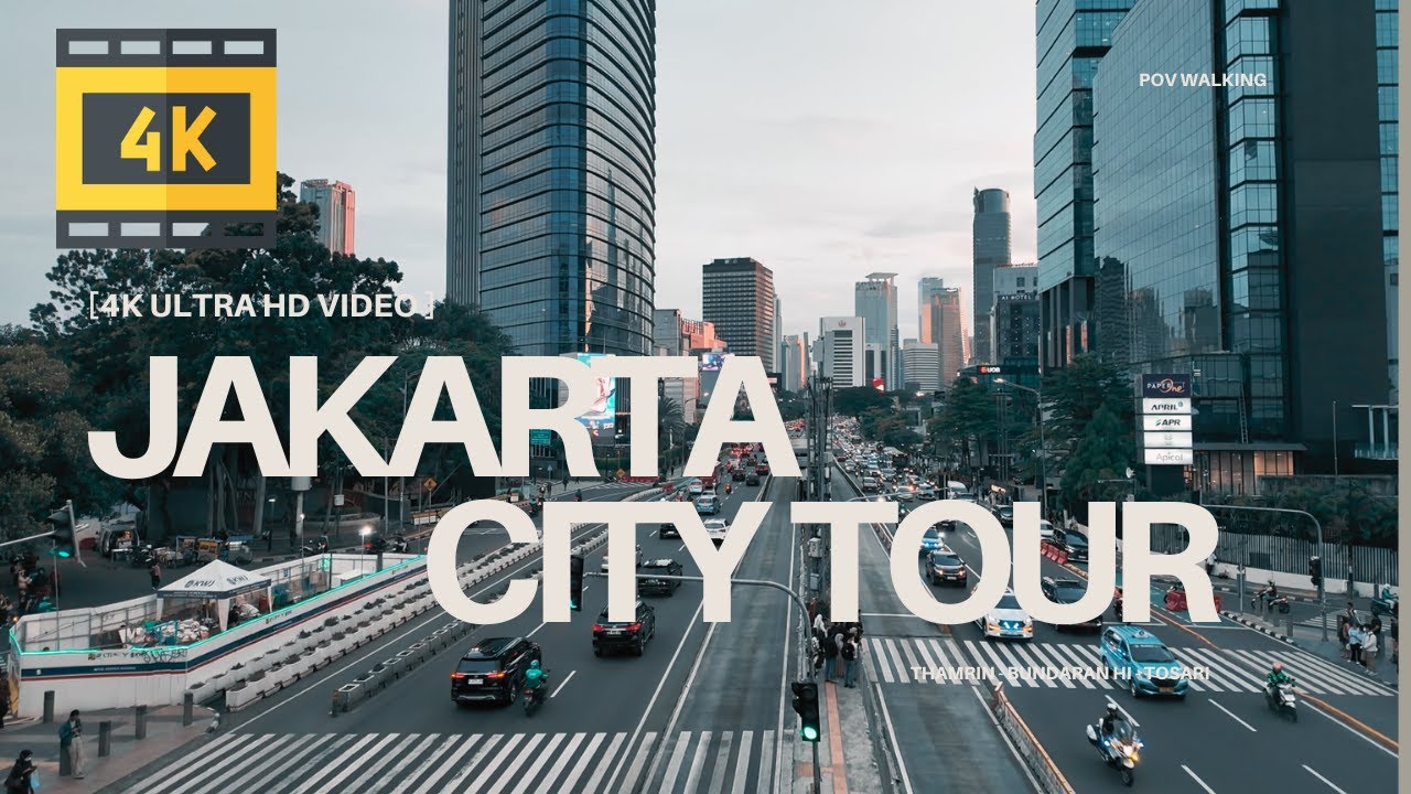 Immersive street-level walking tour through Jakarta, Indonesia, showcasing authentic urban landscapes, local architecture, and the vibrant atmosphere of the city's neighborhoods