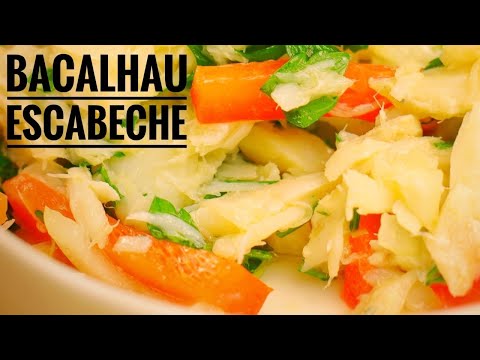 Salted codfish Recipe marinated escabeche | Bacalhau escabeche