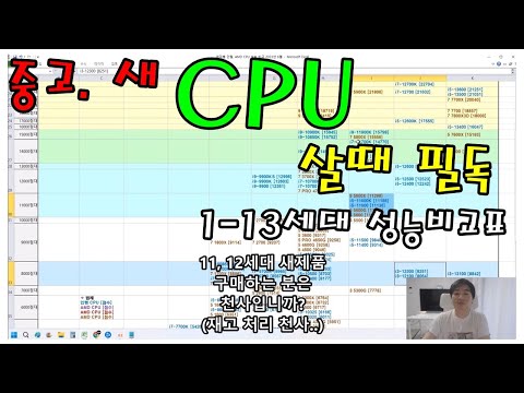 CPU 살때 필독 영상 (1-13세대 성능비교표)