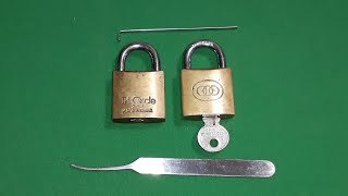 (069) 30mm Tri-Circle brass padlock picked open (part 1)