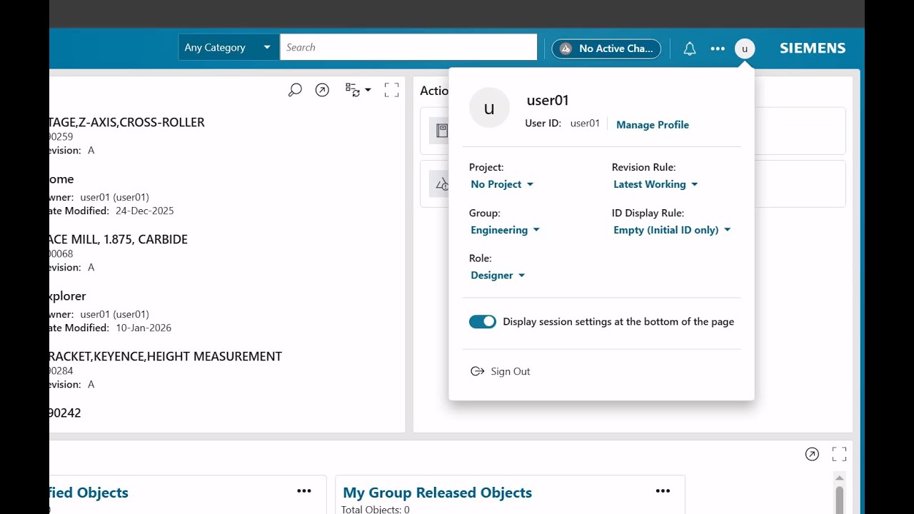Teamcenter 2512: Review User Settings