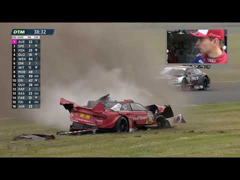 René Rast TERRIBLE crash DTM 2018 Race 1 EuroSpeedway Lausitz Dutch commentary