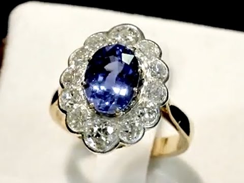 Sapphire and Diamond, 18 ct Yellow Gold Dress Ring - Antique Circa 1920 - AC Silver W9325