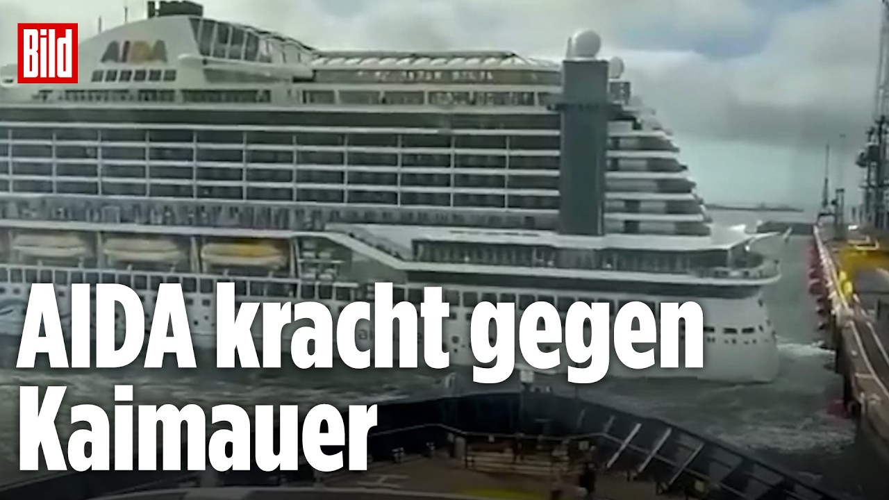 AIDAperla außer Kontrolle: Kreuzfahrtschiff kracht gegen Kaimauer