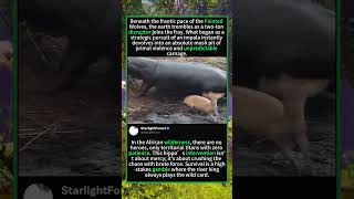 Hippo Intervenes in Wild Dog Hunt! 🦛🐕 NO MERCY! #Shorts #Wildlife#hippo #wilddogs #nature #wildlife