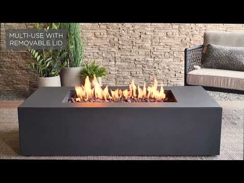 Covewood 58 Inch Rectangular Aluminum Propane Fire Pit Table by BBQGuys Signature Video