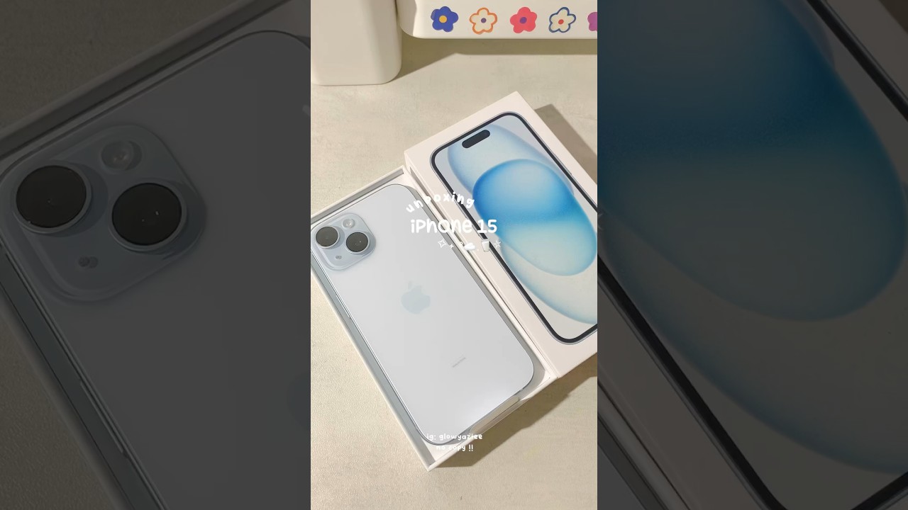iPhone 15 unboxing 🫧🩵 #unboxing #iphone #iphone15 #blue #aesthetic #shorts #taylorswift