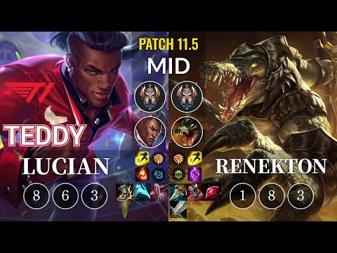 T1 Teddy Lucian vs Renekton Mid - KR Patch 11.5