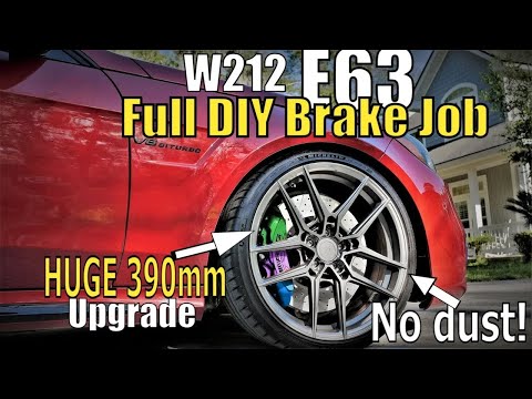 Full DIY w212 e63 BRAKE JOB + HUGE 390mm ROTOR upgrade = No dust???