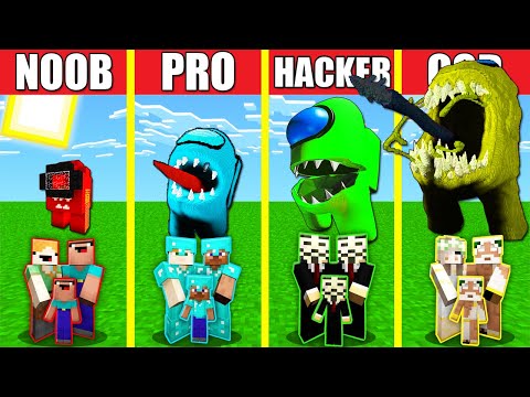 Minecraft Battle: IMPOSTOR AMONG US HOUSE BUILD CHALLENGE - NOOB vs PRO vs HACKER vs GOD / Animation