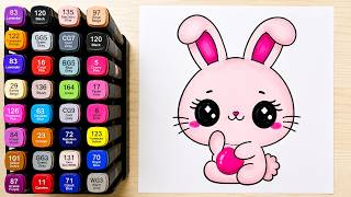 🐰 Cute Bunny Coloring Pages | Easy Marker Drawing & Coloring for Kids