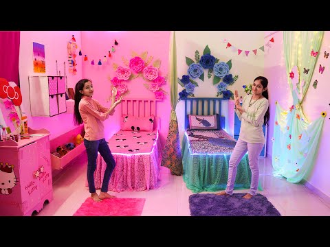 2 Sisters ❤️ BedRoom Makeover - On Her Choice[Pink & Green] 👉(Most Beautiful) #Love #Fun