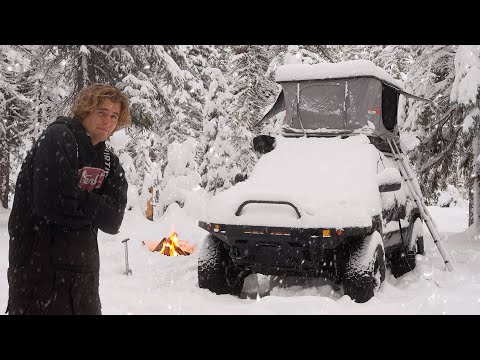 Solo Winter Truck Camping in a BLIZZARD (gone wrong)