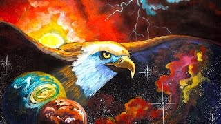 100k live Day and Night Galaxy Eagle Painting acry