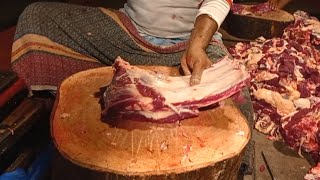 The first morning meat market, Fastest beef cutting knife skills, Amaz