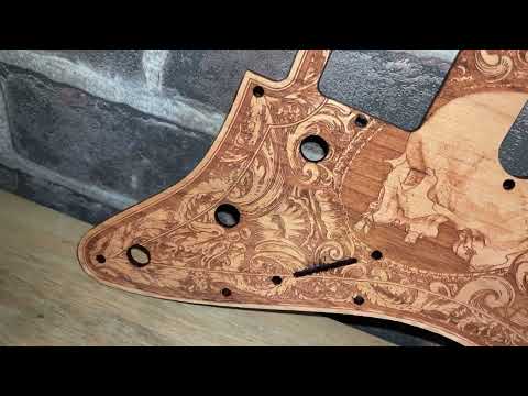 Handcrafted Cherrywood Pickguard for Fender Stratocaster HSS/SSS – Laser-Engraved Unique Design image 11
