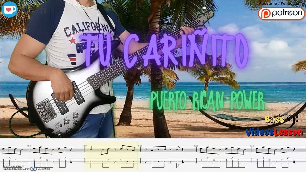 TU Cariñito Puerto Rican Power  Bass Cover (Pdf+Guitarpro Patreon Page)
