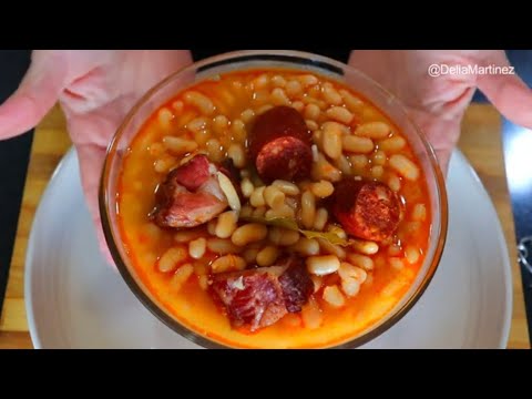 Como hacer FABADA ASTURIANA - Receta facil de Fabes o porotos blancos, Caraotas Blancas