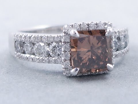 2.07 ctw Radiant Cut Diamond Engagement Ring Chocolate Color VS2 Clarity - BigDiamondsUSA